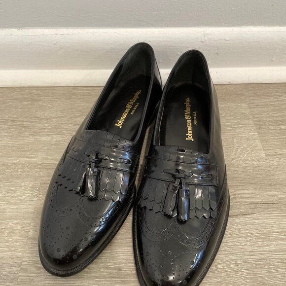 Johnston & Murphy Men's Black Leather Wings Shoes with Tassels Size 9.5M - Picture 3 of 10